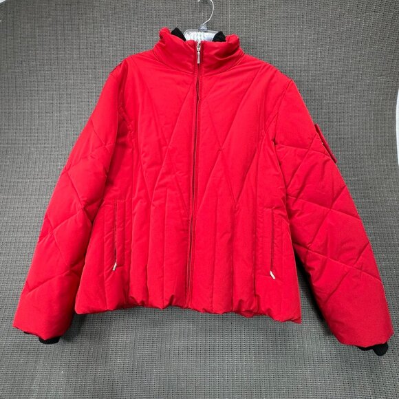 Larry Levine Jackets & Blazers - Women's Larry Levine Down Red Quilted Puffer Jacket Coat - Size XL no hood